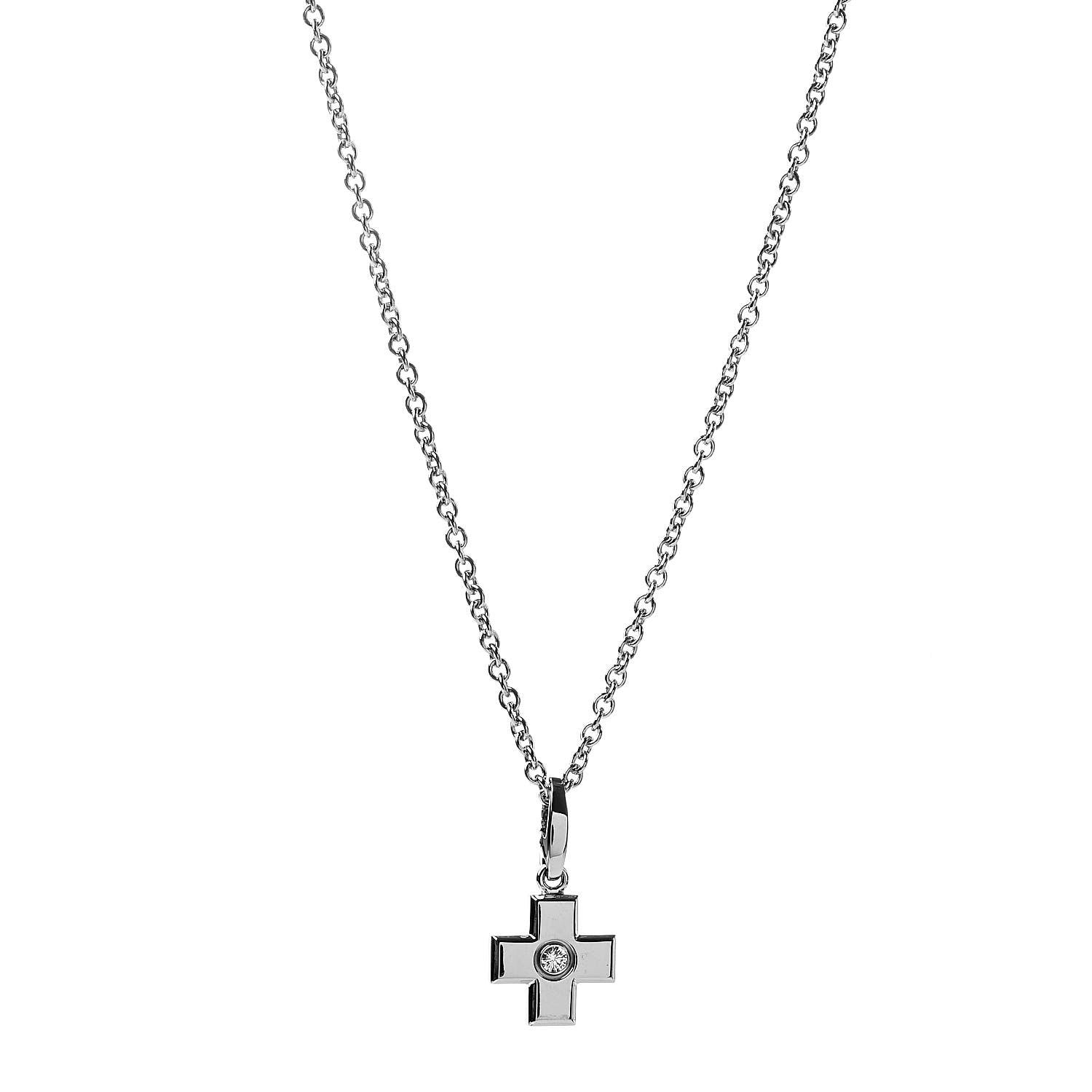 Cartier 18K White Gold Diamond Cross Pendant Necklace 1 of 5