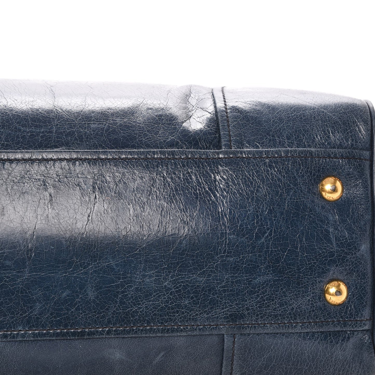 Vitello Shine Shopping Satchel Denim