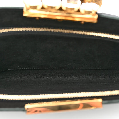 Alexander McQueen Calfskin Crocodile Embossed Knuckle Flat Clutch Emerald 5 of 6