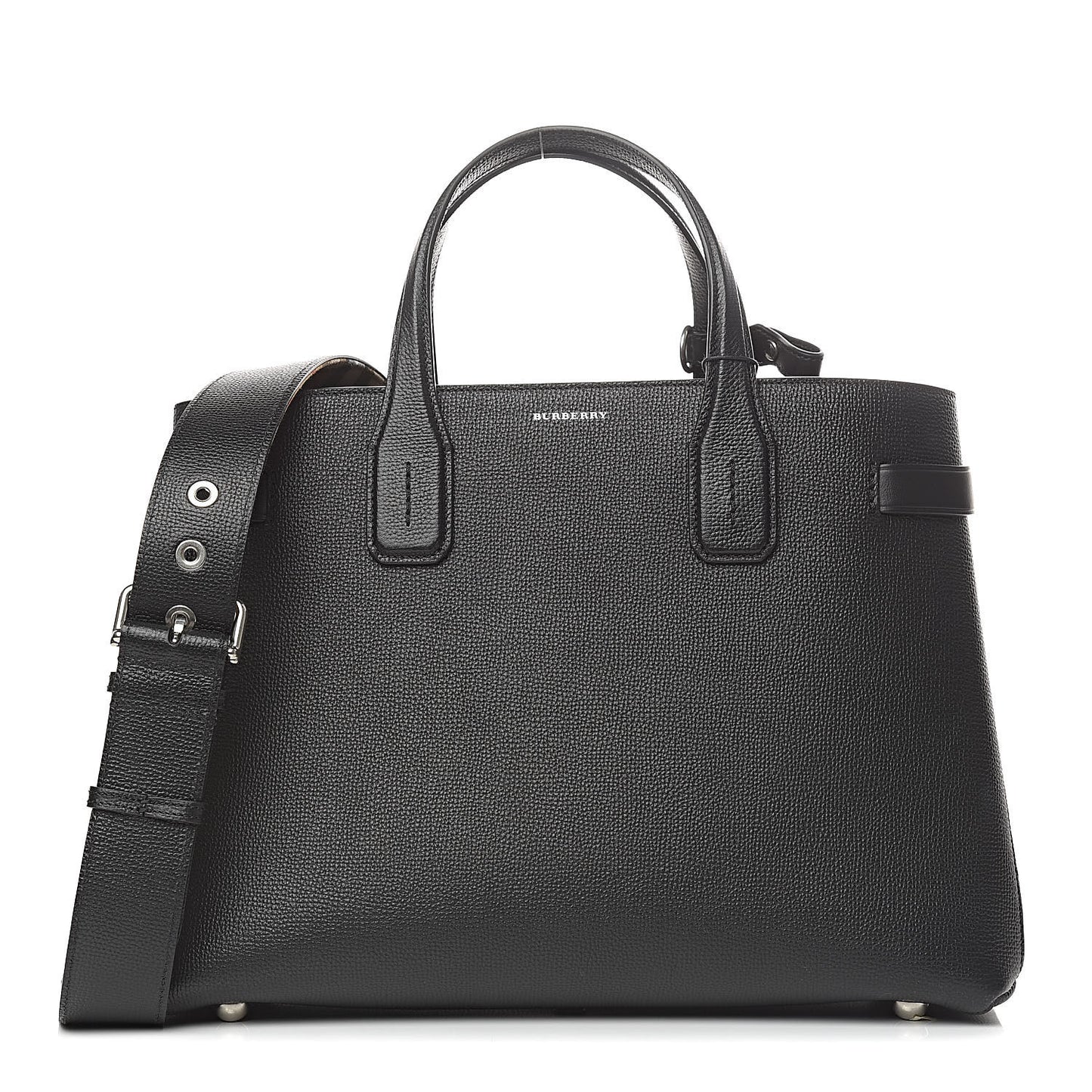 Derby Calfskin House Check Medium Banner Tote Black