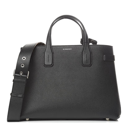 Burberry Derby Calfskin House Check Medium Banner Tote Black 1 of 10