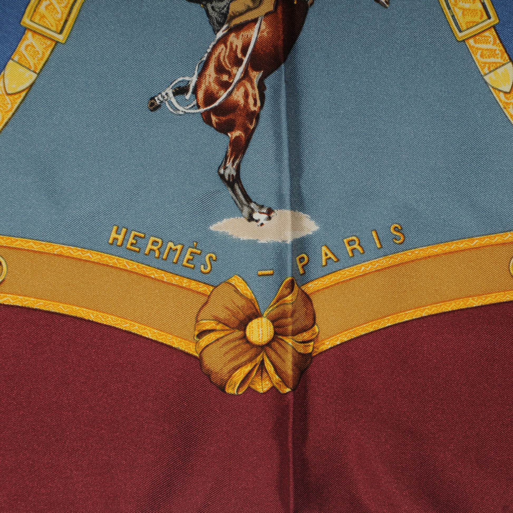 Hermes Silk Les General L'Hotte Scarf 90 Burgundy 3 of 8