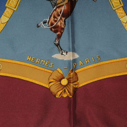 Hermes Silk Les General L'Hotte Scarf 90 Burgundy 3 of 8