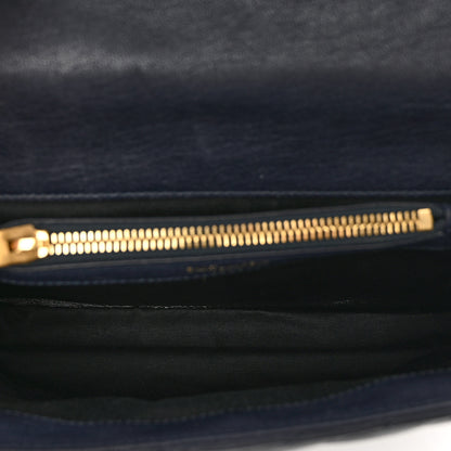 Saint Laurent Sheepskin Matelasse Chevron Monogram Medium College Bag Deep Marine 6 of 12