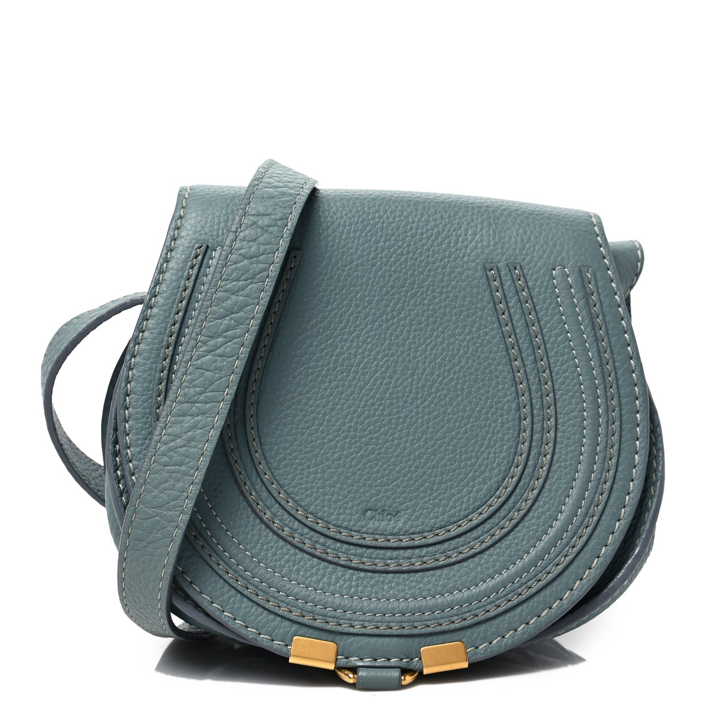 Calfskin Mini Marcie Round Crossbody Bag Faded Blue