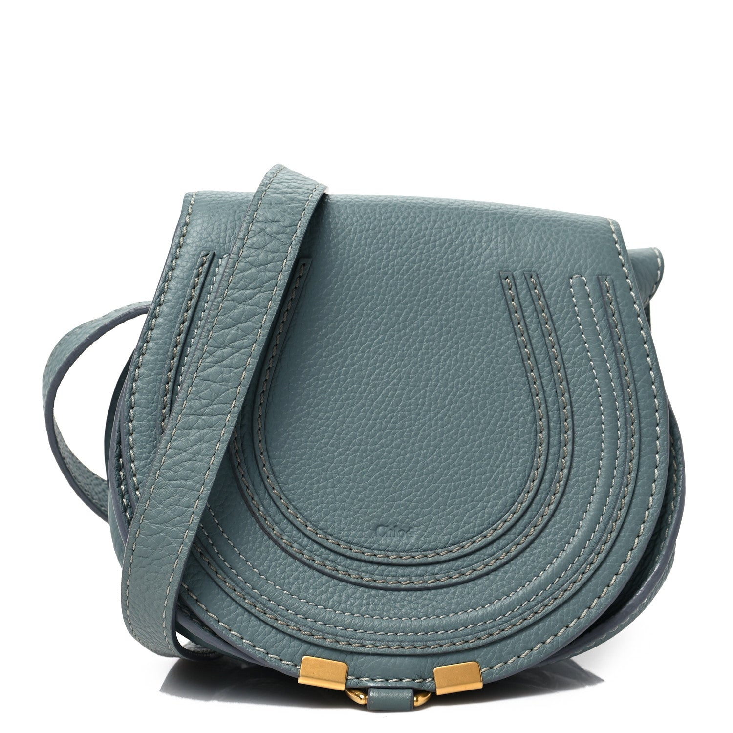 Chloe Calfskin Mini Marcie Round Crossbody Bag Faded Blue 1 of 7