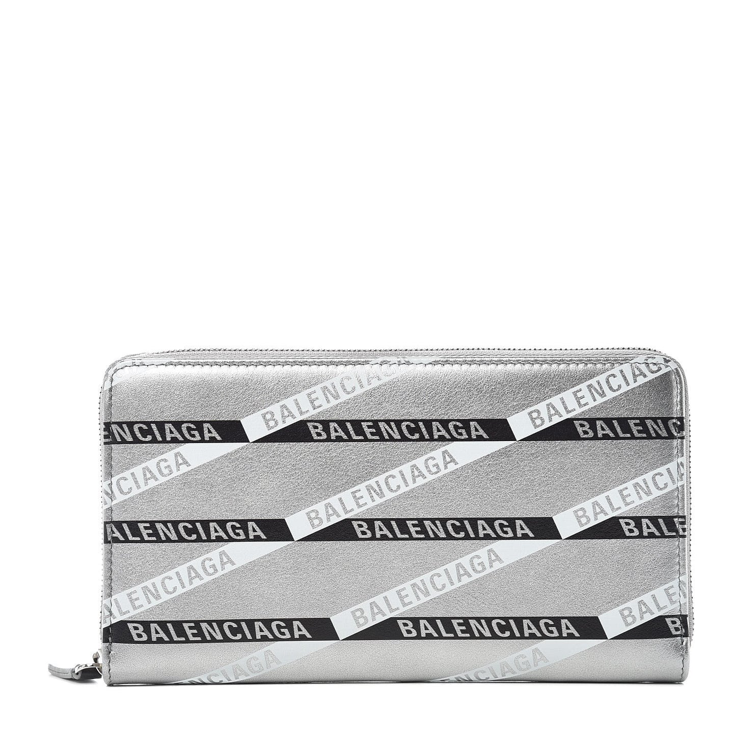 Metallic Calfskin Losange Monogram Everyday Continental Zip Around Wallet Silver Black White