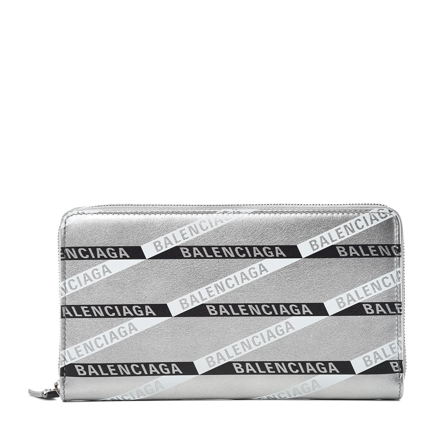 Balenciaga Metallic Calfskin Losange Monogram Everyday Continental Zip Around Wallet Silver Black White 1 of 9