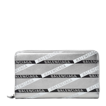 Balenciaga Metallic Calfskin Losange Monogram Everyday Continental Zip Around Wallet Silver Black White 1 of 9