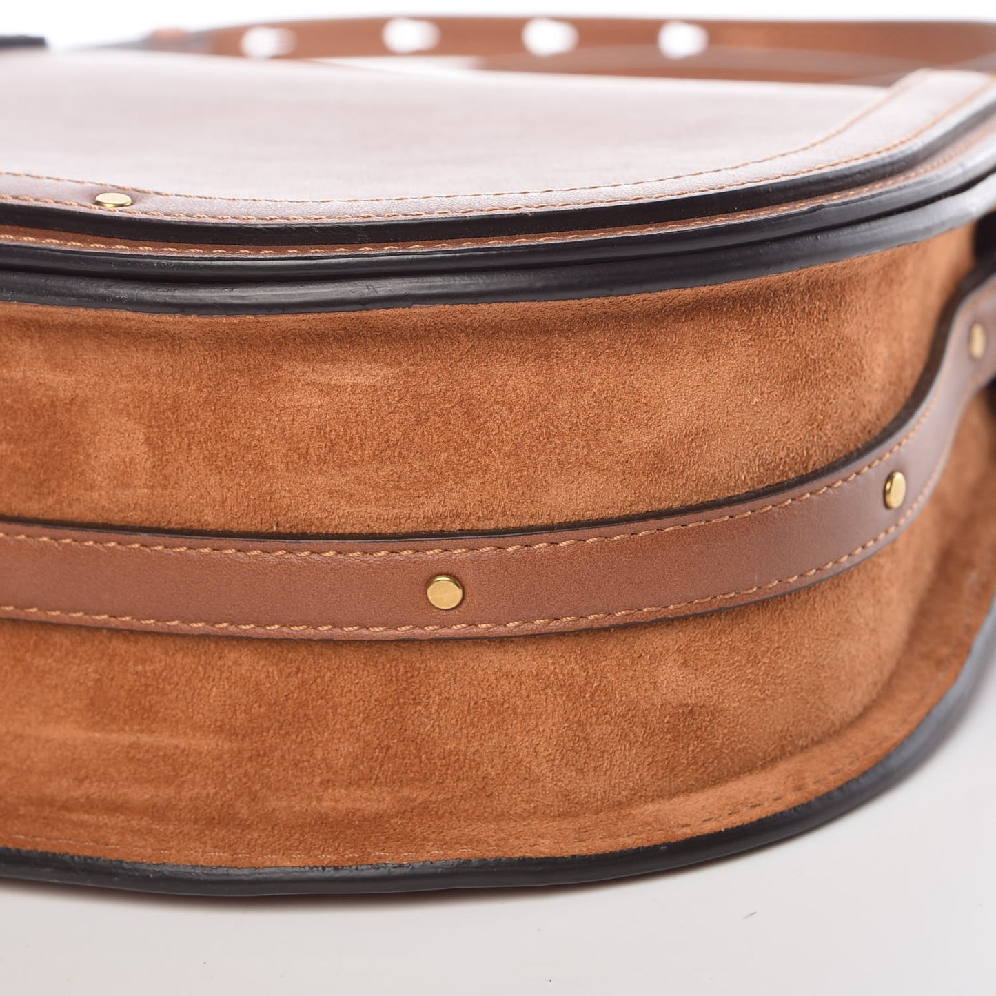 Calfskin Suede Medium Nile Bracelet Bag Caramel