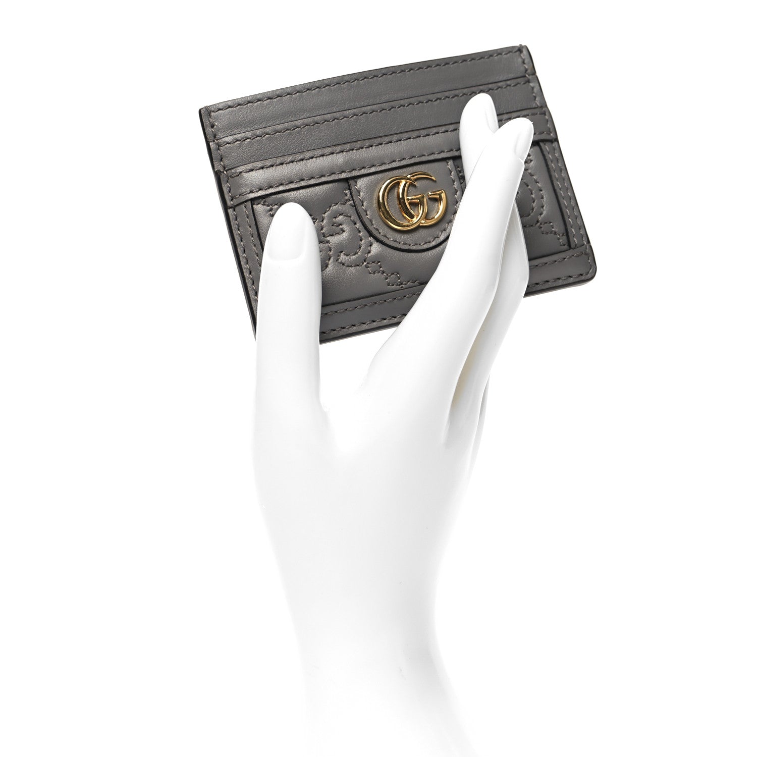 Gucci Calfskin GG Matelasse Card Holder Dusty Grey 2 of 8