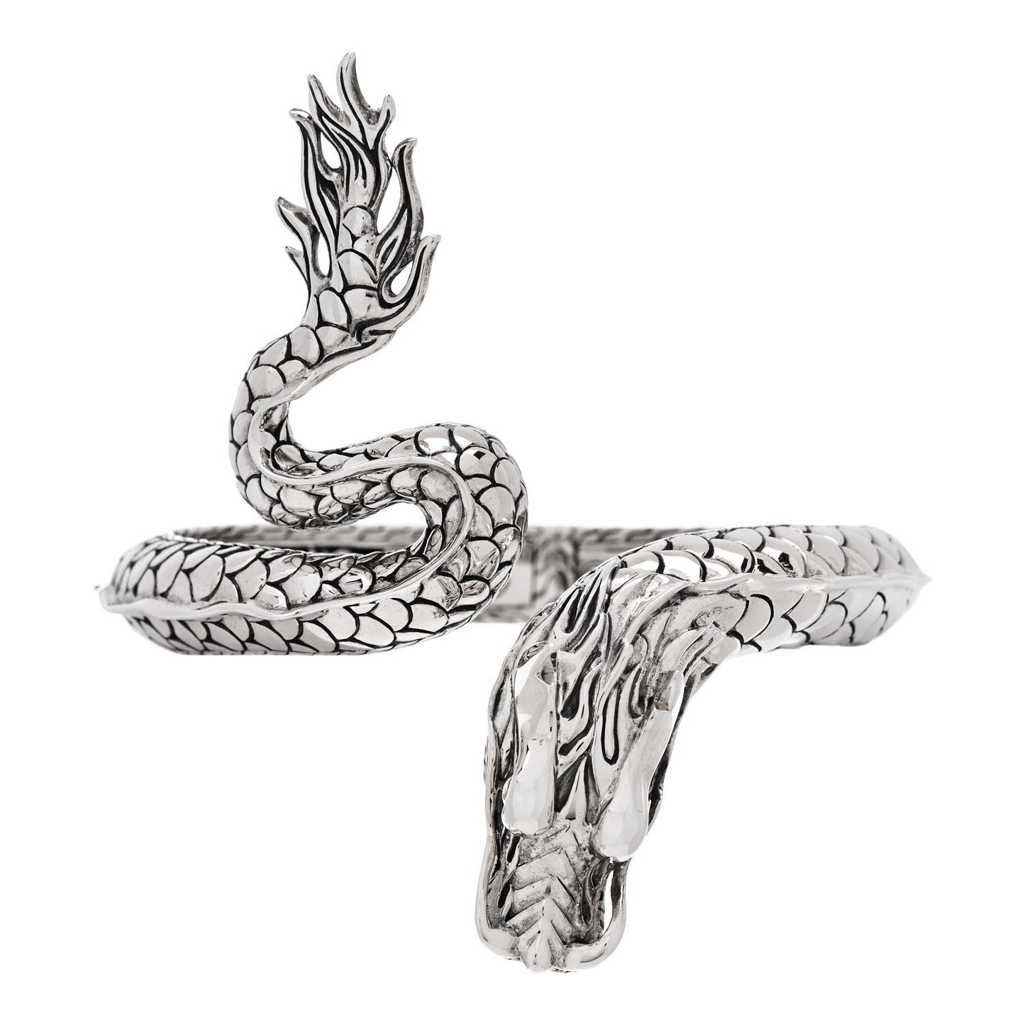 JOHN HARDY Sterling Silver 18K Yellow Gold Naga Dragon Kick Cuff Bracelet