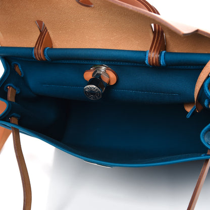 Hermes Vache Hunter Toile Herbag Zip 31 PM Bleu Natural 13 of 15