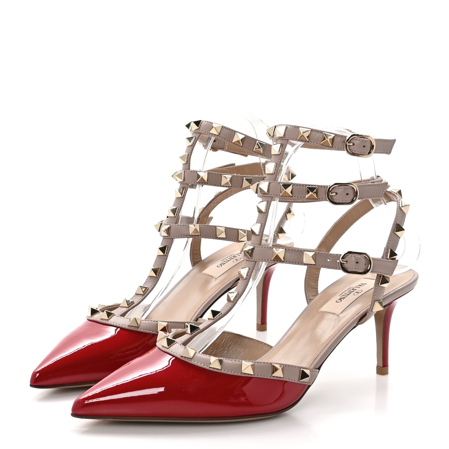 Valentino Garavani Patent Nappa Rockstud Ankle Strap 65mm Pumps 40 Rosso Valentino Poudre 3 of 9