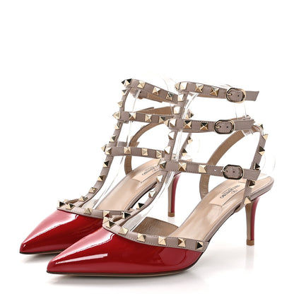 Valentino Garavani Patent Nappa Rockstud Ankle Strap 65mm Pumps 40 Rosso Valentino Poudre 3 of 9