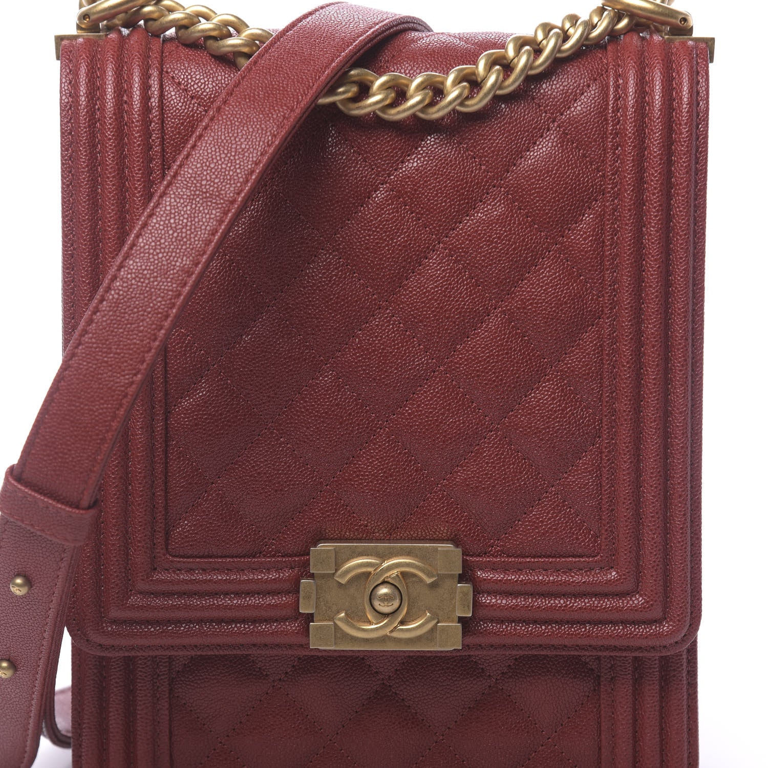 Chanel Caviar Quilted North South Boy Flap Red 8 of 11