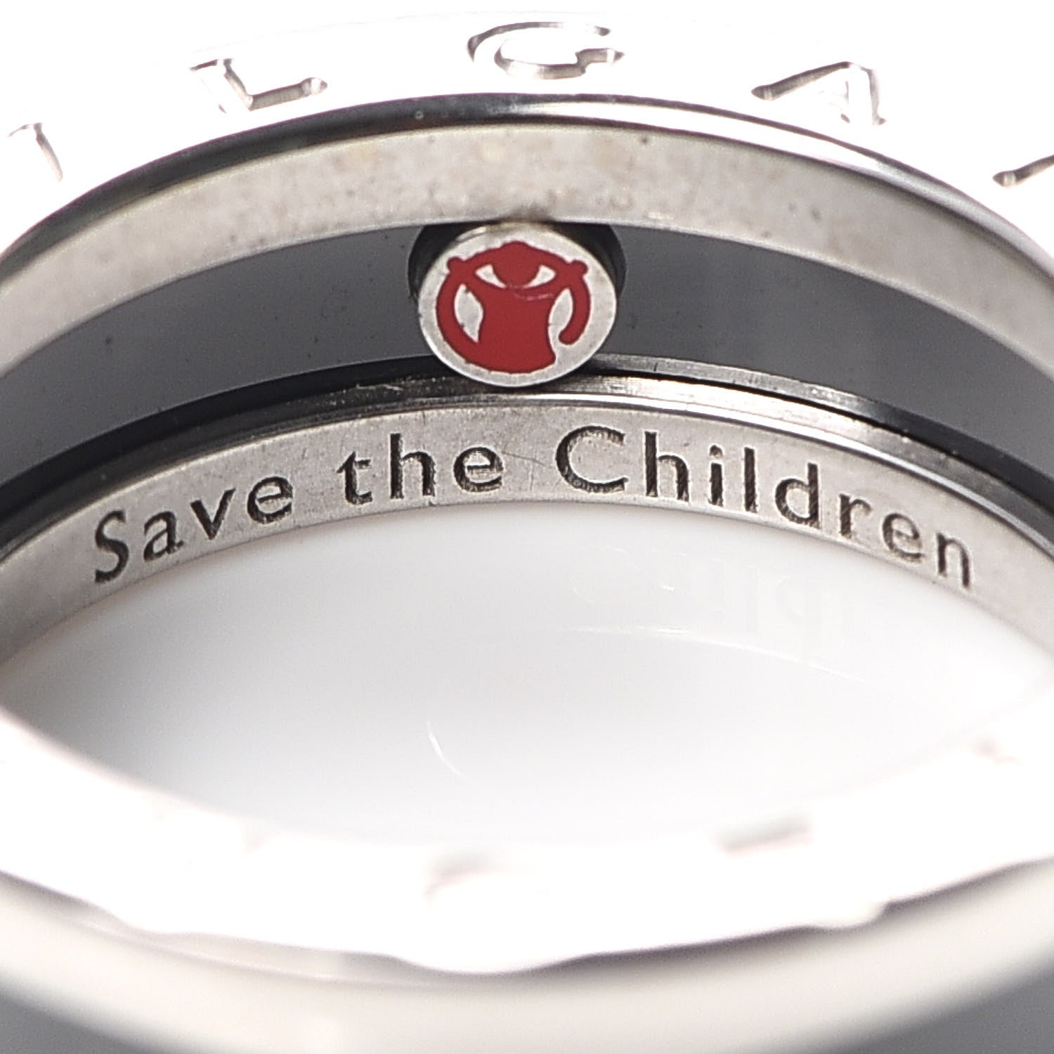 Bulgari Sterling Silver Ceramic Save The Children One-Band Ring 53 6.5 7 of 7