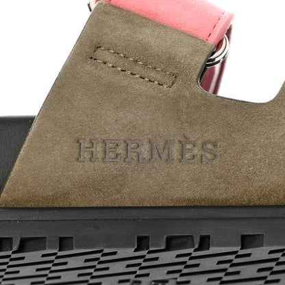 Hermes Suede Goatskin Womens Chypre Sandals 37.5 Toundra Rose Du Desert 9 of 11