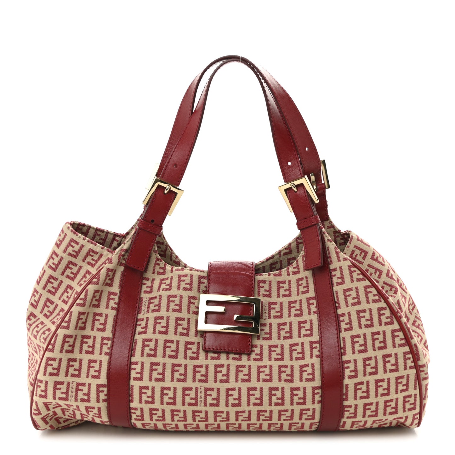 Zucchino Vitello Shoulder Bag Beige Rosso