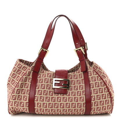 Fendi Zucchino Vitello Shoulder Bag Beige Rosso 1 of 9