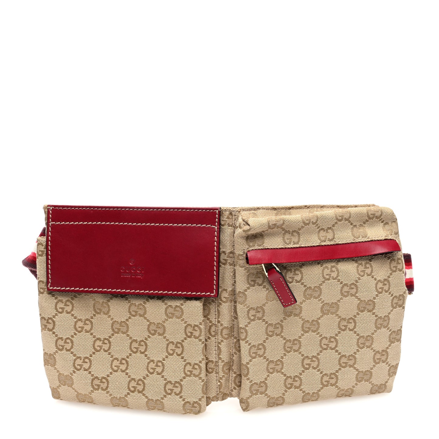GG Monogram Double Pocket Belt Bag Red