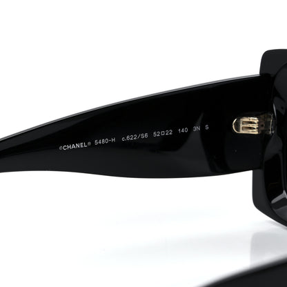 Chanel Acetate Pearl Rectangle Sunglasses 5480-H Black 5 of 8