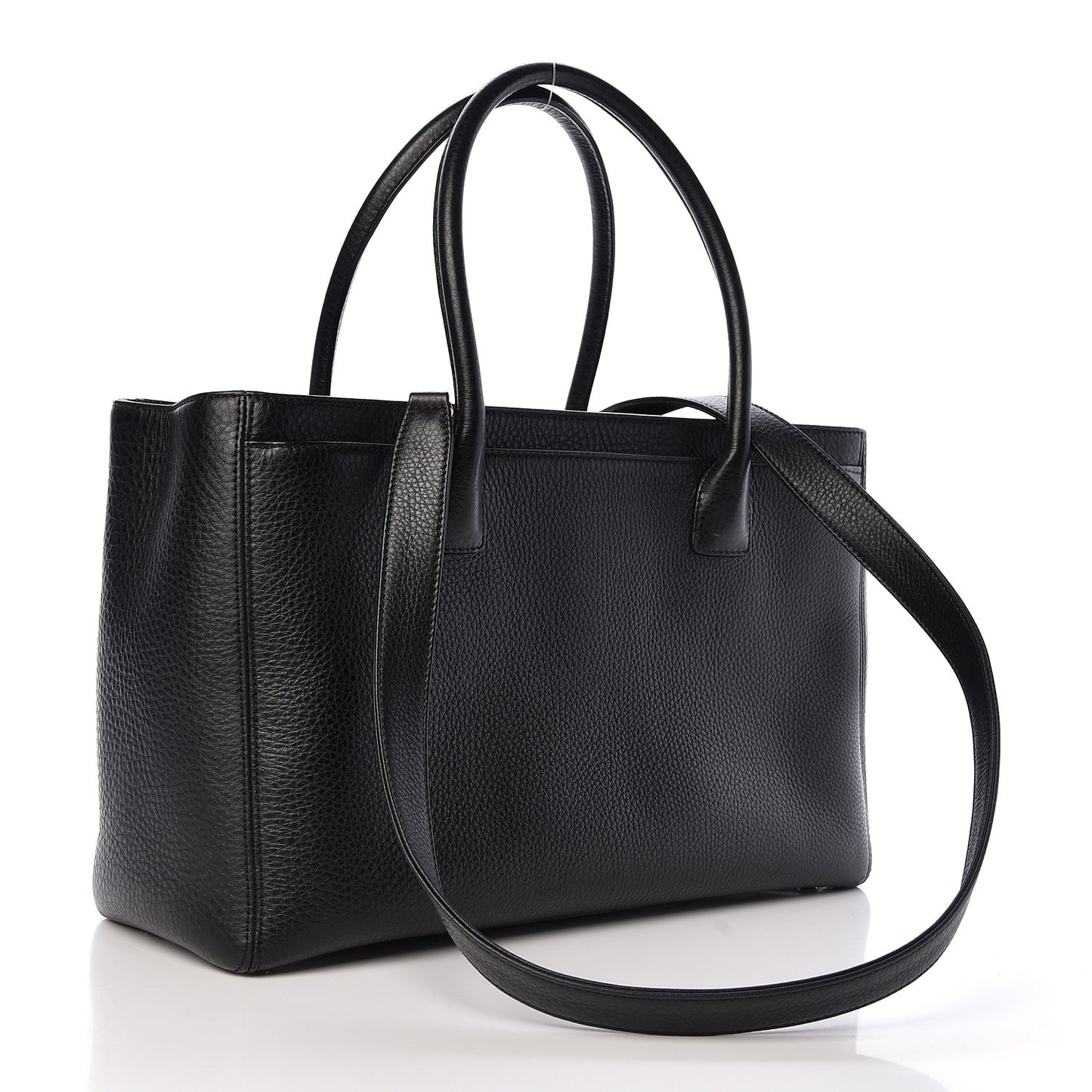 Calfskin Cerf Executive Shopper Tote Black