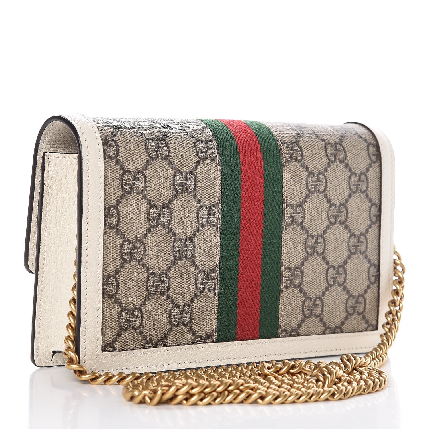 Gucci GG Supreme Monogram Web Queen Margaret Chain Wallet White 3 of 7