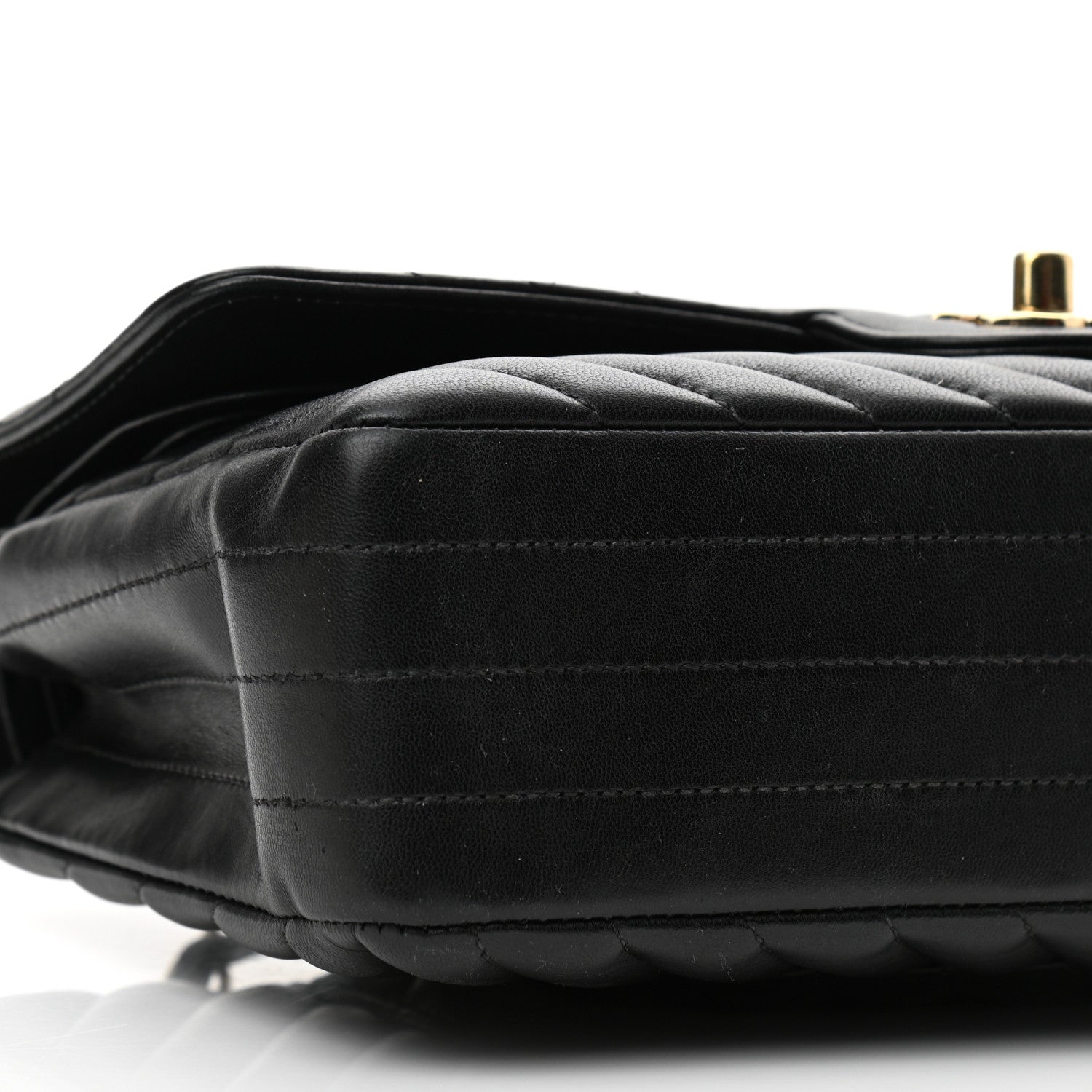 Chanel Lambskin Chevron Quilted Medium Double Flap Black 9 of 11