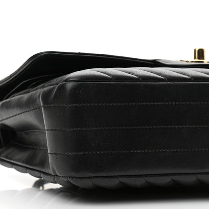 Chanel Lambskin Chevron Quilted Medium Double Flap Black 9 of 11