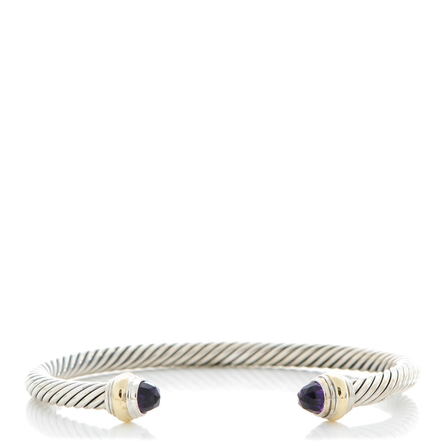 Sterling Silver 14K Yellow Gold Amethyst 5mm Cable Classics Bracelet