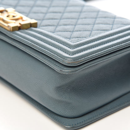 Chanel Caviar Quilted Medium Boy Flap Blue 10 of 13