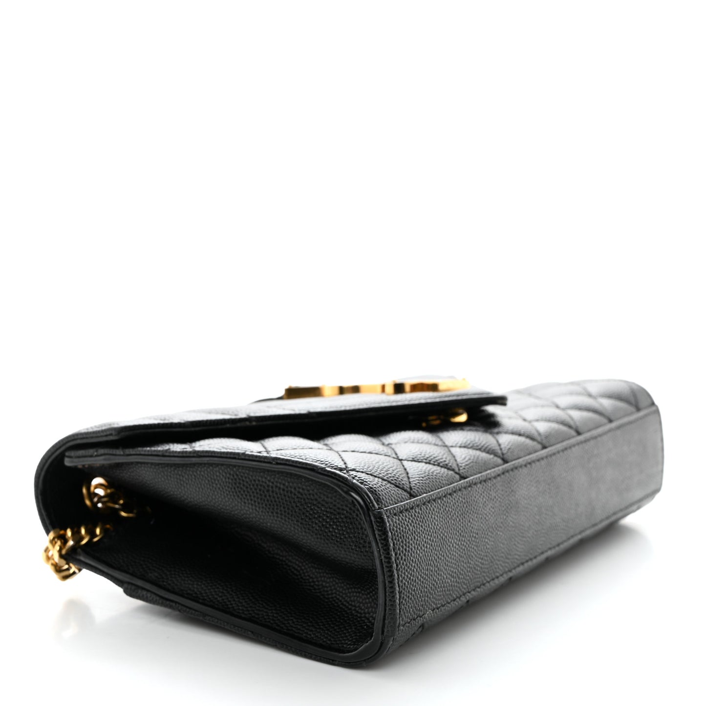 Grain De Poudre Textured Mixed Matelasse Triquilt Small Monogram Satchel Black