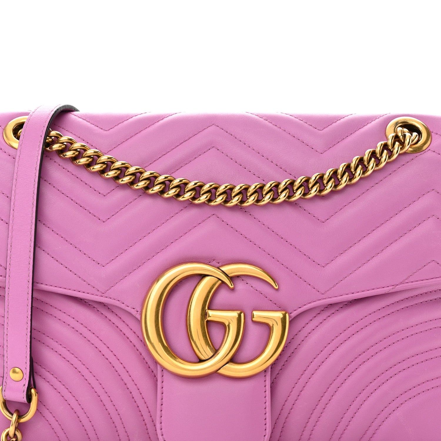 Gucci Calfskin Matelasse Medium GG Marmont Shoulder Bag Candy Mousse 8 of 13