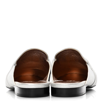 Hermes Metallic Velvet Goatskin Oz Mules 38 Gris Argente 6 of 10