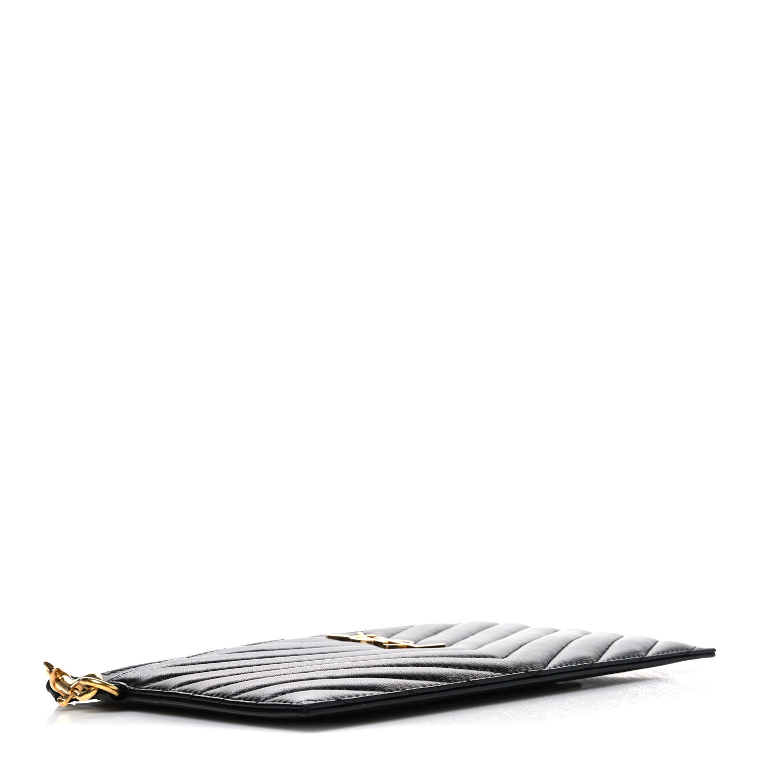 Saint Laurent Lambskin Chevron Monogram Large Bill Pouch Black 4 of 7