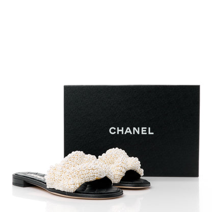 Chanel Fantasy Calfskin Pearl Cord CC Mules 38 Ivory Black 11 of 11