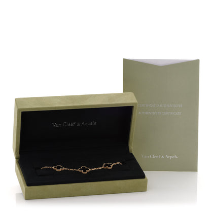 Van Cleef & Arpels 18K Yellow Gold Black Onyx 5 Motifs Vintage Alhambra Bracelet 7 of 7