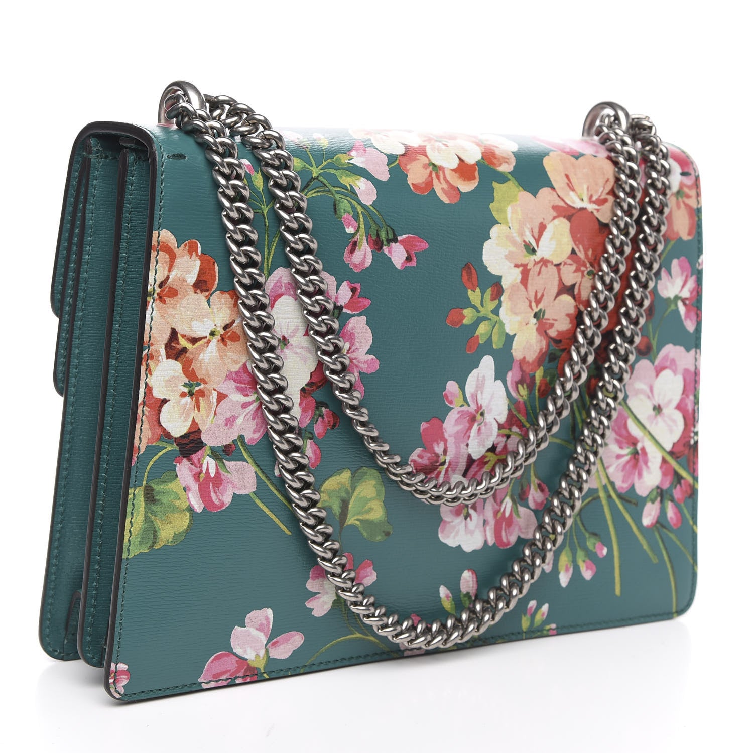 Gucci Calfskin Blooms Print Medium Dionysus Shoulder Bag Bright Emerald Multicolor 3 of 10