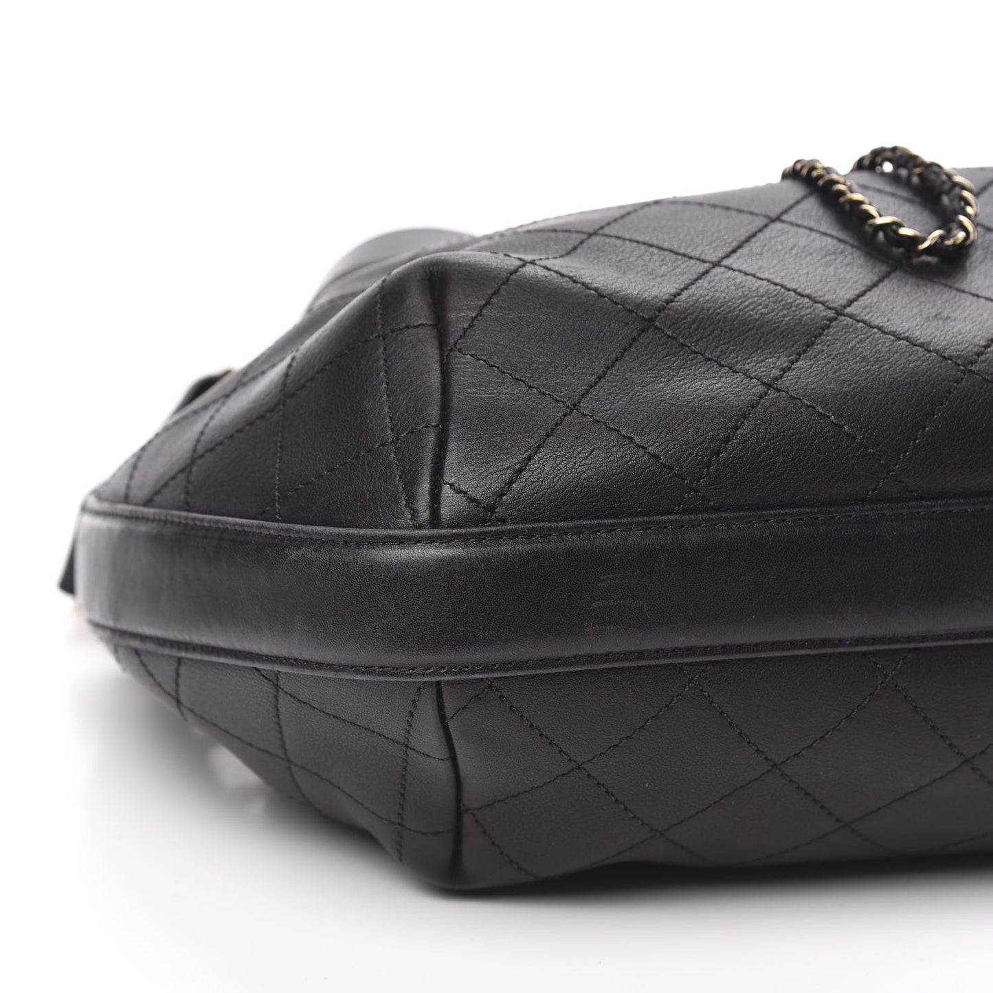 Calfskin Stitched Small Paris Rome Drawstring CC Bag Black