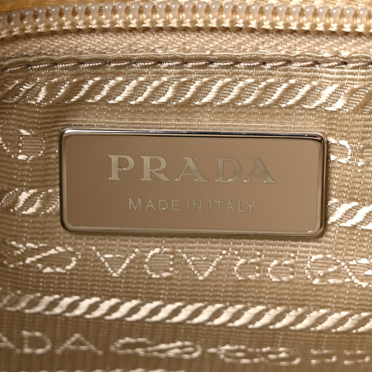 Re-Nylon Vela Saffiano Double Zip Shoulder Bag Beige