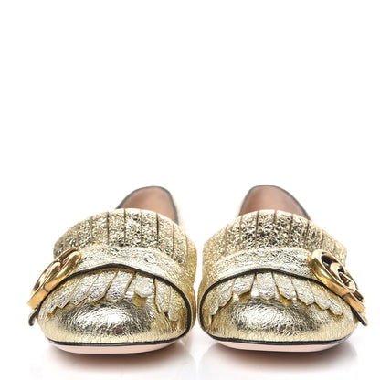 Gucci Galassia GG Marmont Fringe Flats 36 Platino 2 of 8