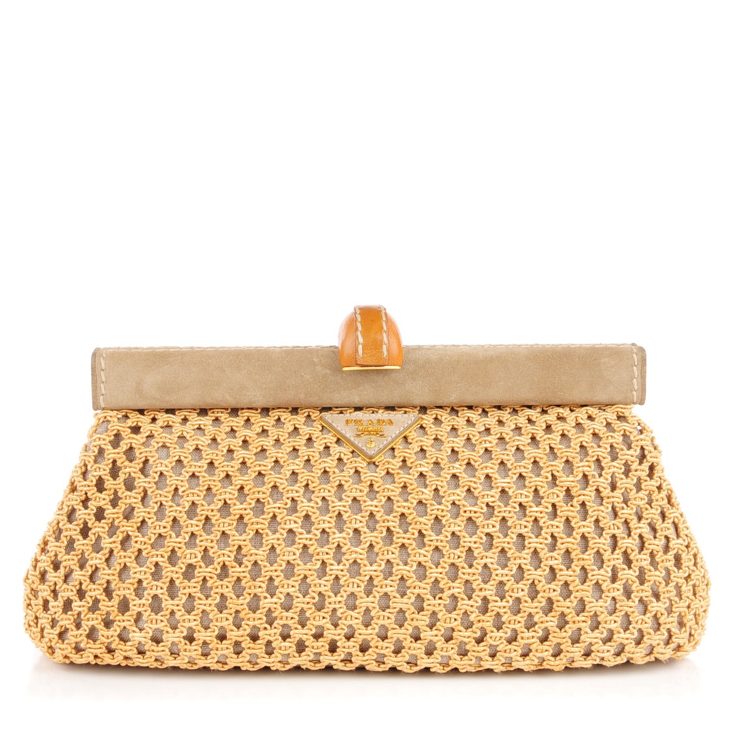 Canvas Silk Woven Rete Clutch Naturale