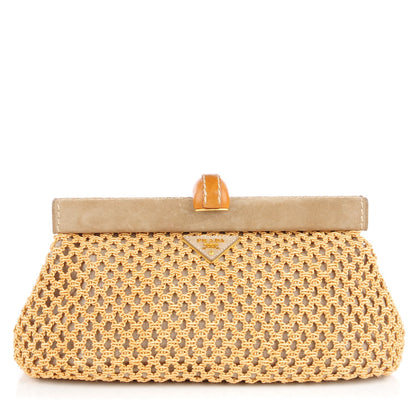 Prada Canvas Silk Woven Rete Clutch Naturale 1 of 8