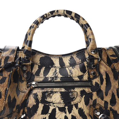 Balenciaga Smooth Calfskin Leopard Print Classic Silver Hardware Mini City Beige 11 of 11