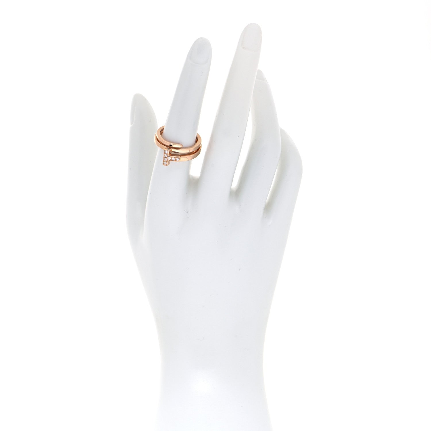 Tiffany 18K Rose Gold Diamond T Square Wrap Ring 54 6.75 2 of 5