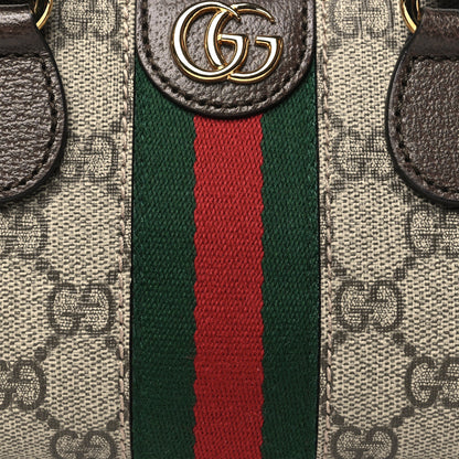 Gucci GG Supreme Monogram Textured Dollar Calfskin Web Mini Ophidia Top Handle Bowler Bag Beige Ebony New Acero 8 of 10