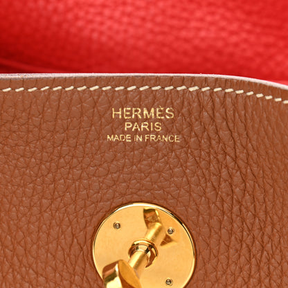 Hermes Taurillon Clemence Verso Lindy 30 Gold Rouge Tomate 5 of 9