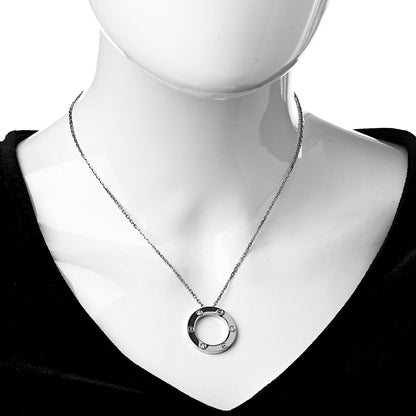 Cartier 18K White Gold 3 Diamonds LOVE Pendant Necklace 2 of 5
