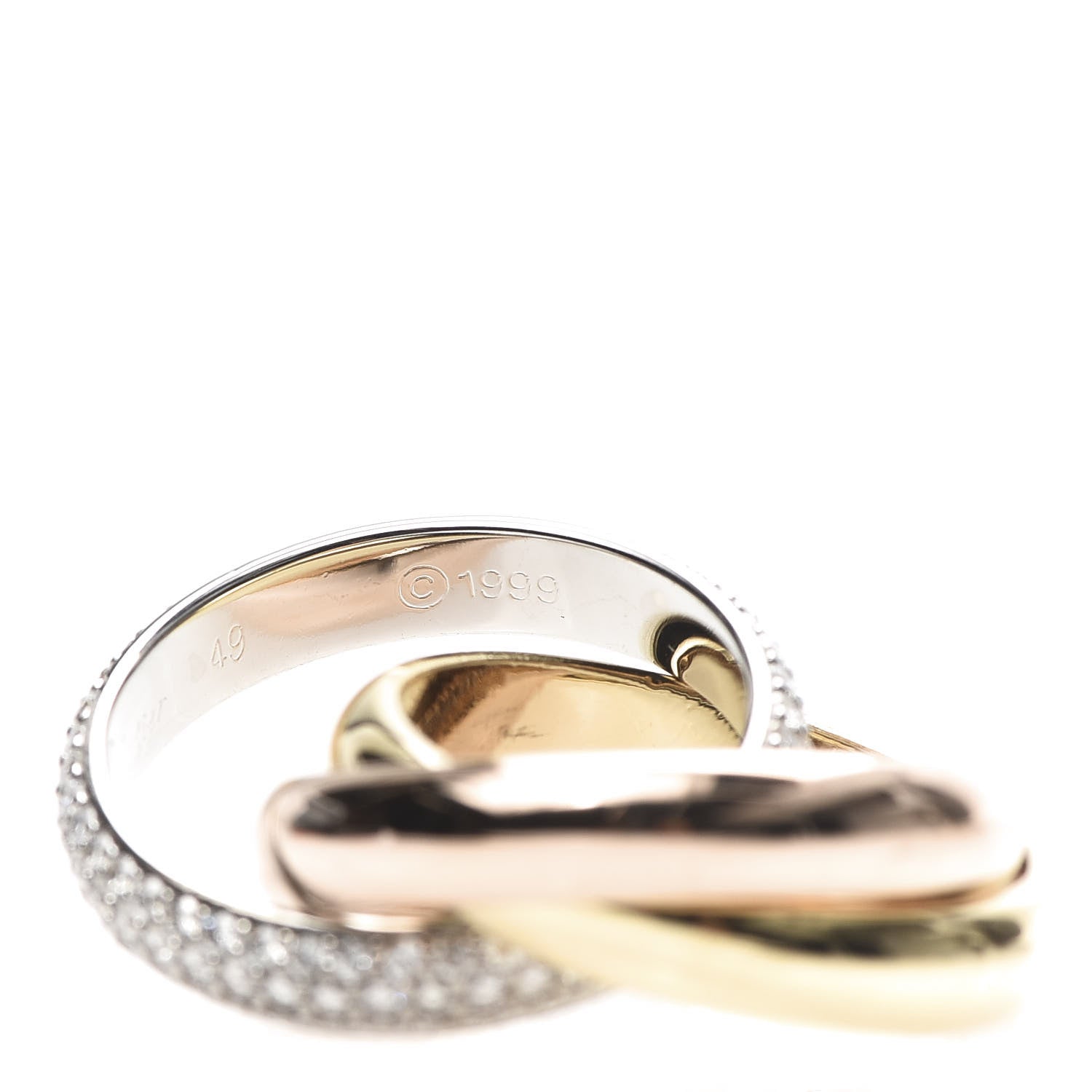 Cartier 18K White Yellow Pink Gold Diamond Classic Trinity Paved Ring 49 4.75 5 of 6